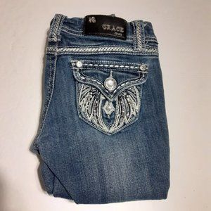 Grace in LA Girls Embellished Cropped Jeans Size 7